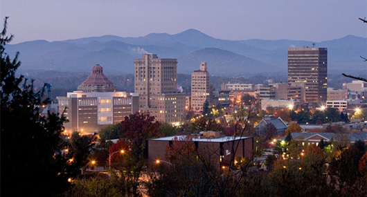 Asheville skyline at dusk